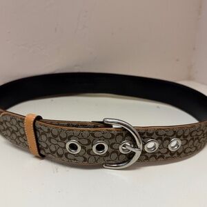 Coach Vintage Signature Jacquard Leather Belt – Style #3977, Size Small